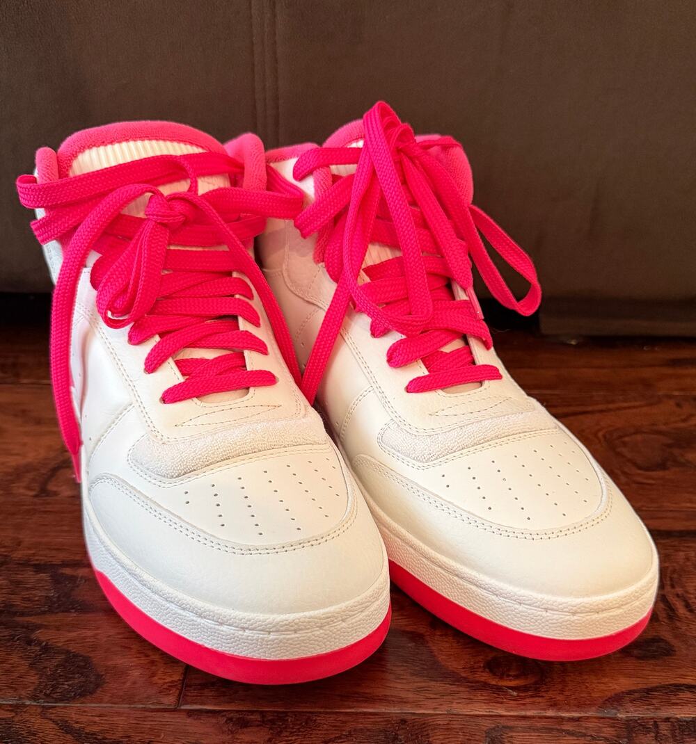 $995 NIB Saint Laurent SL/80 Mid Sneakers Leather White Neon Pink EU 46 US 13